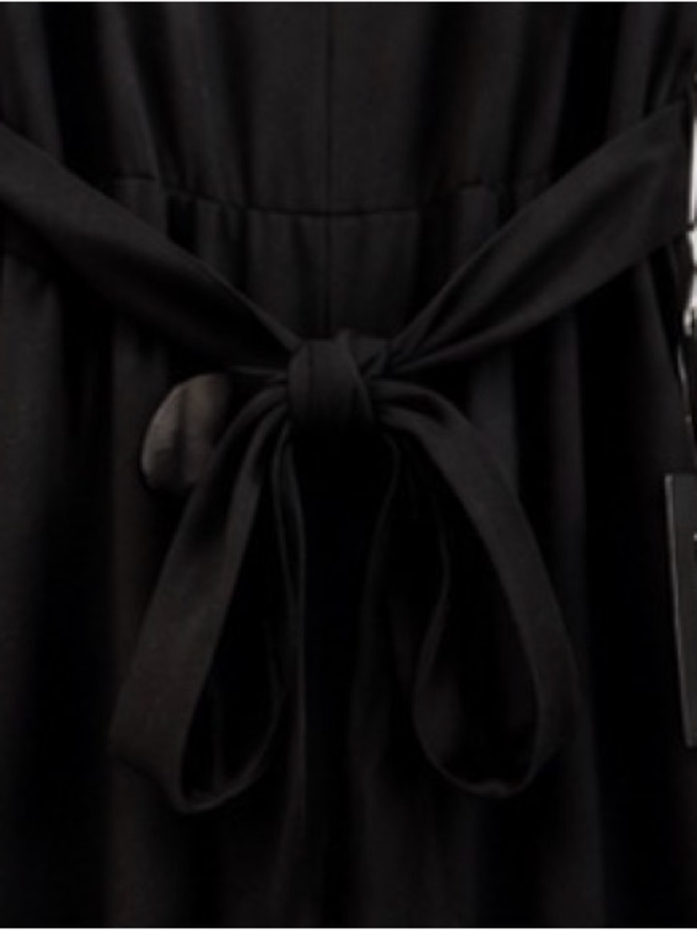 Express Black Sleeveless V-Neck Wide-Leg Jumpsuit with Tie Waist - Picture 2 of 5